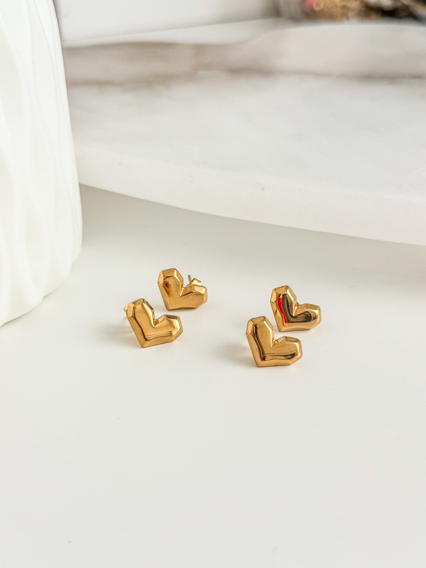 Golden heart studs