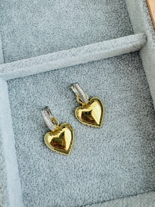 Gold heart hoops