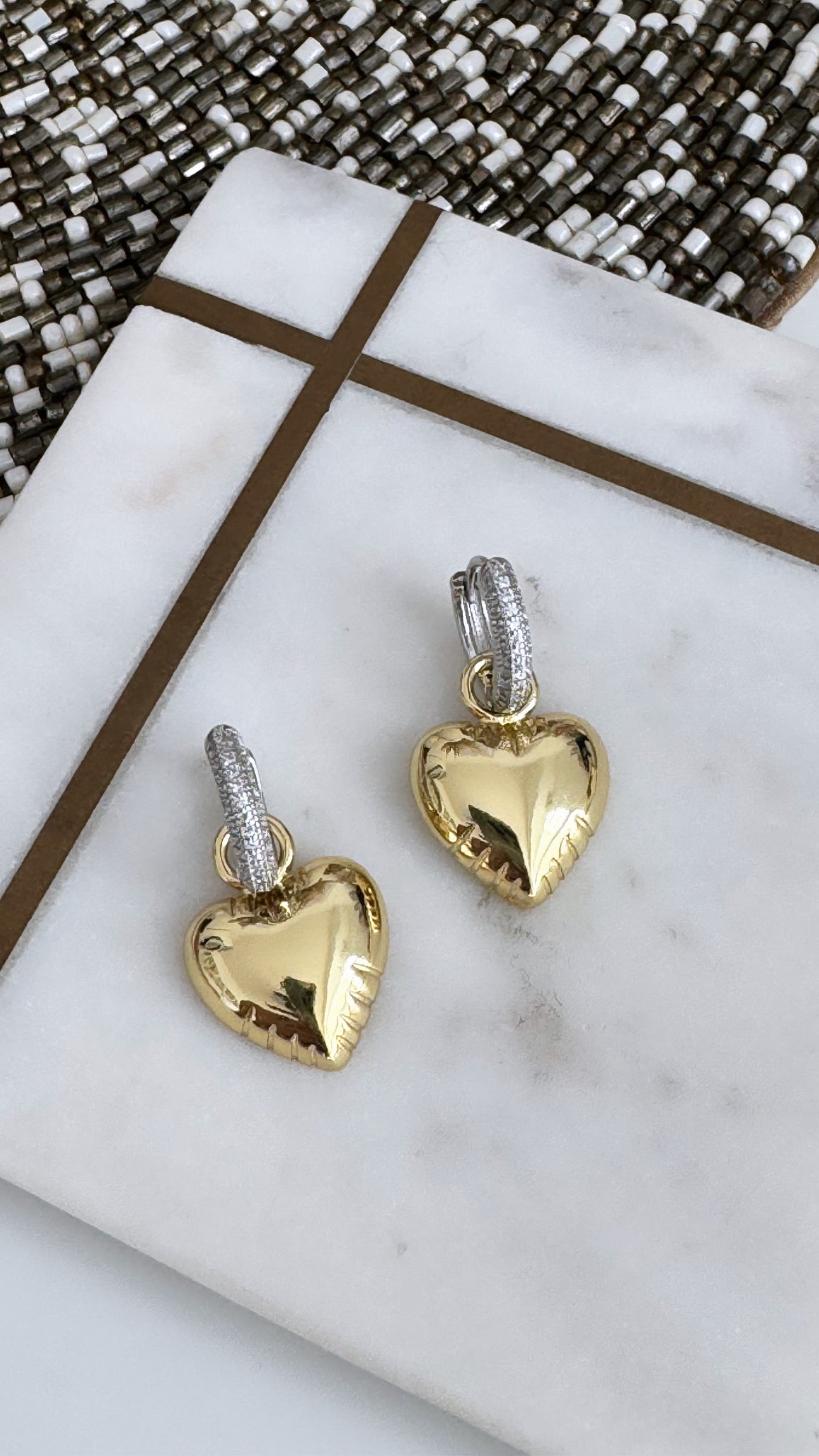 Gold heart hoops